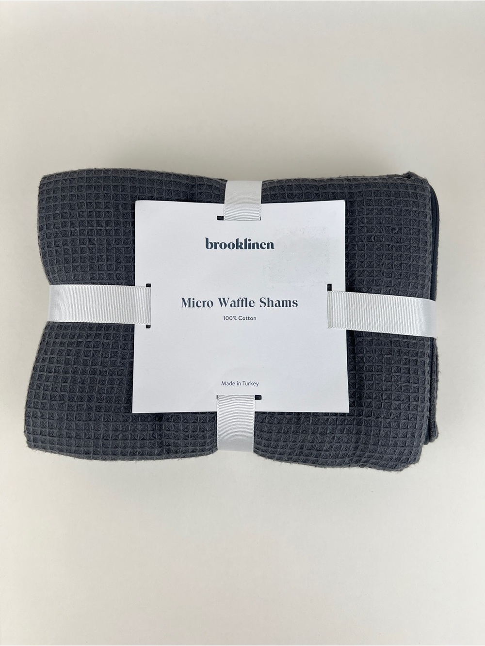 Brooklinen Micro Waffle Pillow Shams Slate Gray 100% Cotton Zip Close Set of 2